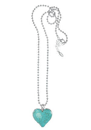 My Beautiful Heart Necklace - Turquoise Worn Silver