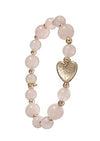 Stone Beads With Heart Captured Bracelet- Rose/Gold