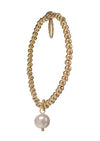 Solo Pearl Elasticated Bracelet- Worn Gold