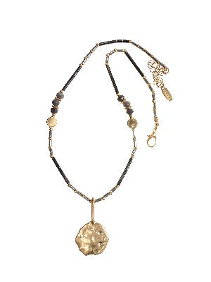 Antiquity Beads Drop 'Coin' Charm Necklace - Worn Gold/Mono