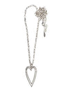 Twin Heart Frame Pendant Necklace - Worn Silver