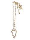 Twin Heart Frame Pendant Necklace - Worn Gold