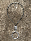 Molten Ring Pendant Necklace - Worn Silver/Grey