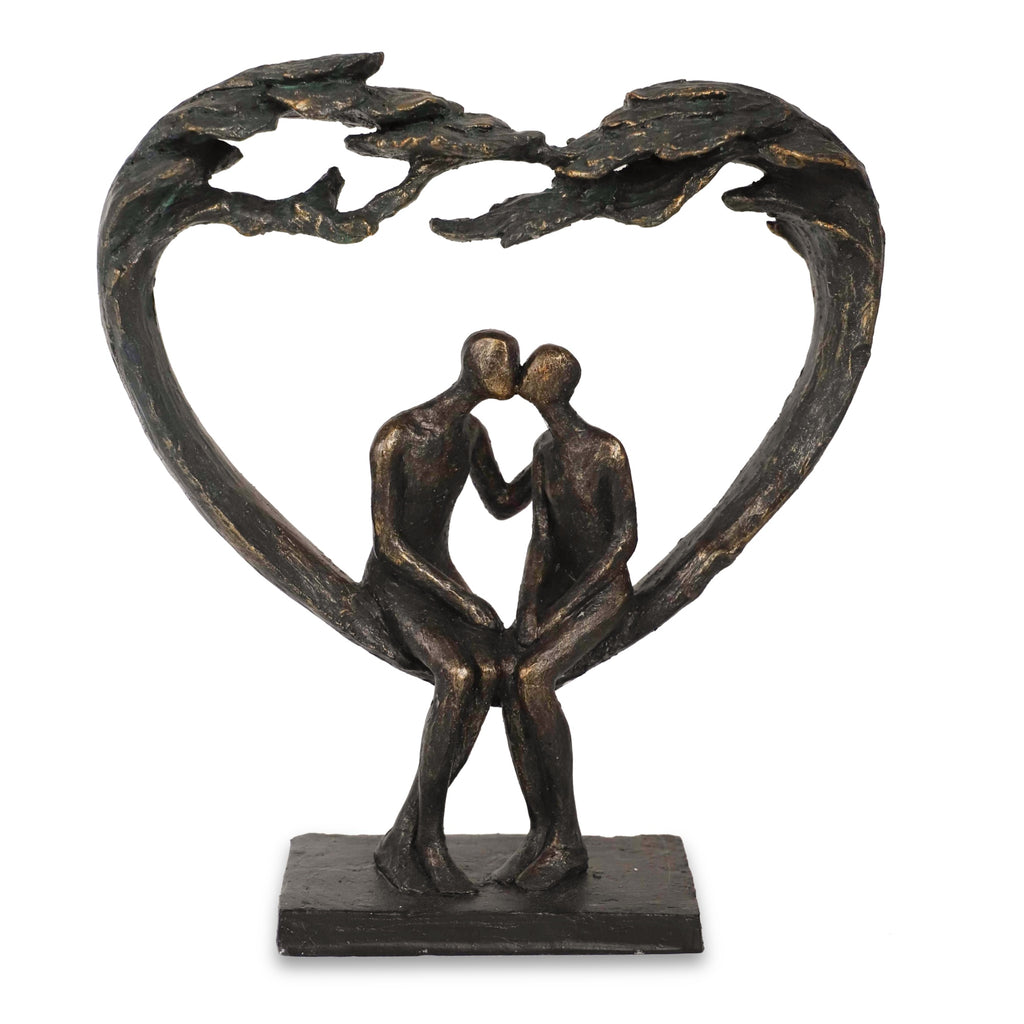Couple Sitting in Heart Tree Sculpture - Everlasting Love