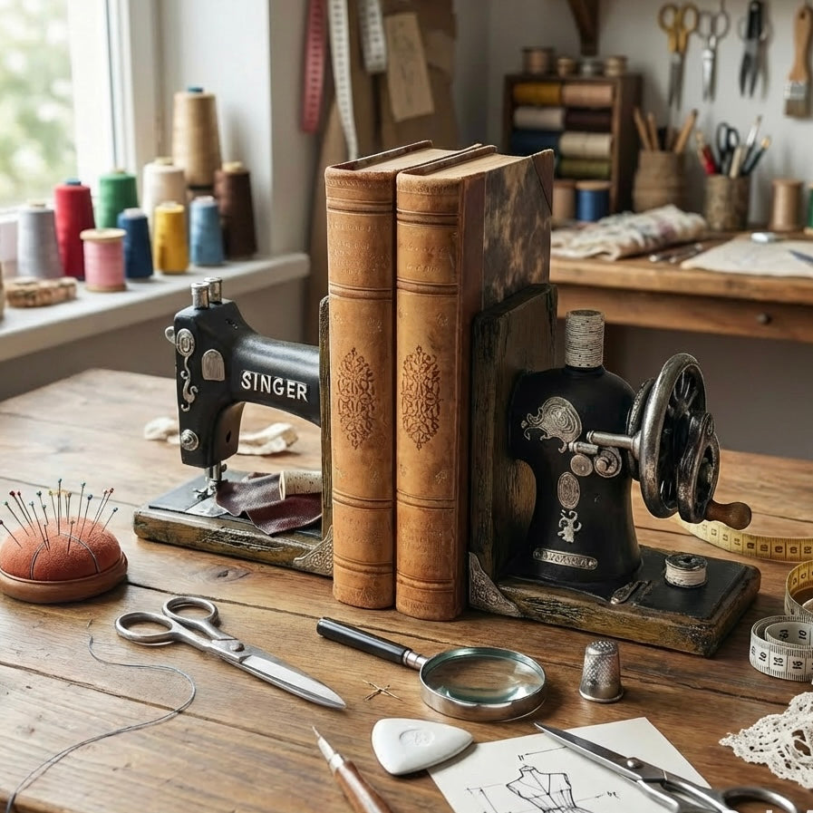 Vintage Singer Sewing Machine Bookends