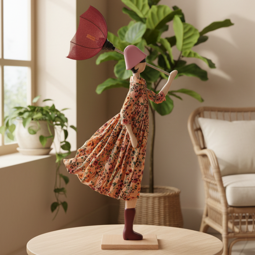 Simena Windswept Umbrella Lady Lamp