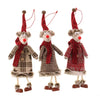 Christmas Fabric Reindeer Hanging Decoration (Red Pattern Dress)
