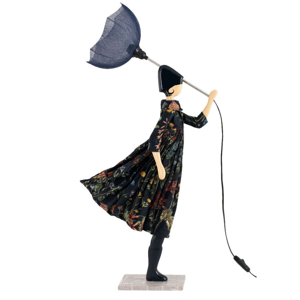 Zakinda Windswept Umbrella Lady Lamp