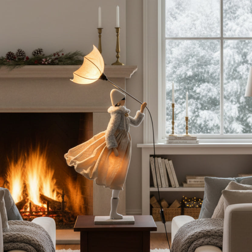 Dolly Windswept Umbrella Lady Lamp