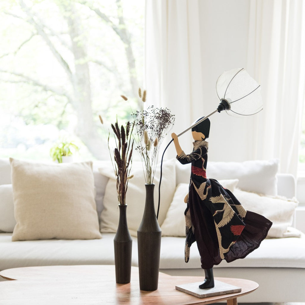 Kumiko Windswept Umbrella Lady Lamp