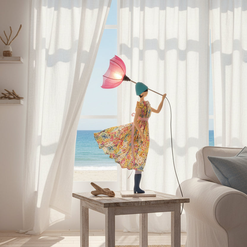 Mona Windswept Umbrella Lady Lamp