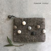 Brown Felt Pompom Purse