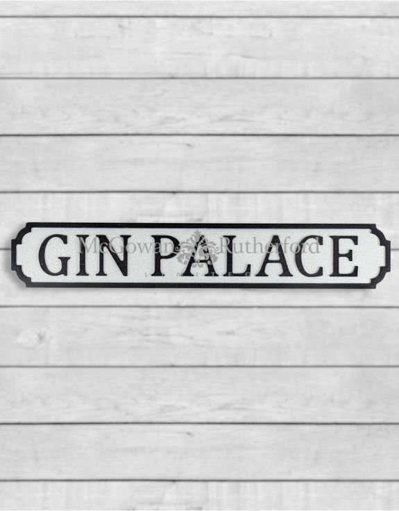 GIN PALACE Vintage Street Road Sign.