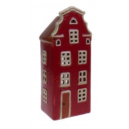 Red Ceramic Tealight Town House