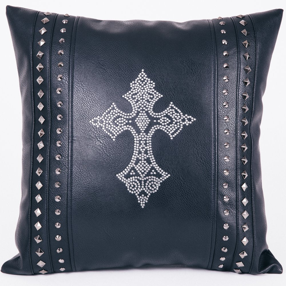 Faux Leather Cushion - Gothic Cross
