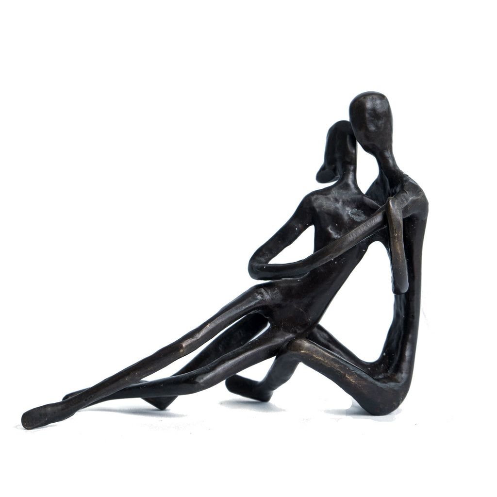 Solid Bronze Sculpture - Couple Embracing
