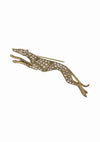 Gracious Greyhound  Brooch- Old Gold / Clear Crystal