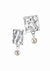 Squared Up Studs & Teeny Pearl - Worn Silver Earrings