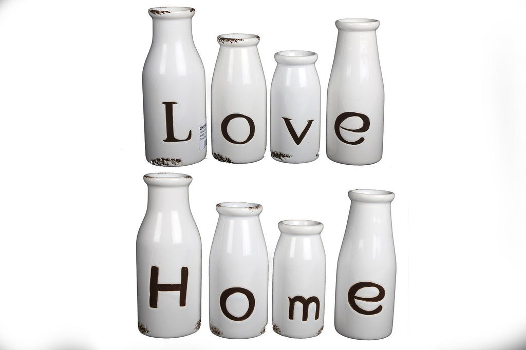 Ceramic 'Love' milk bottles