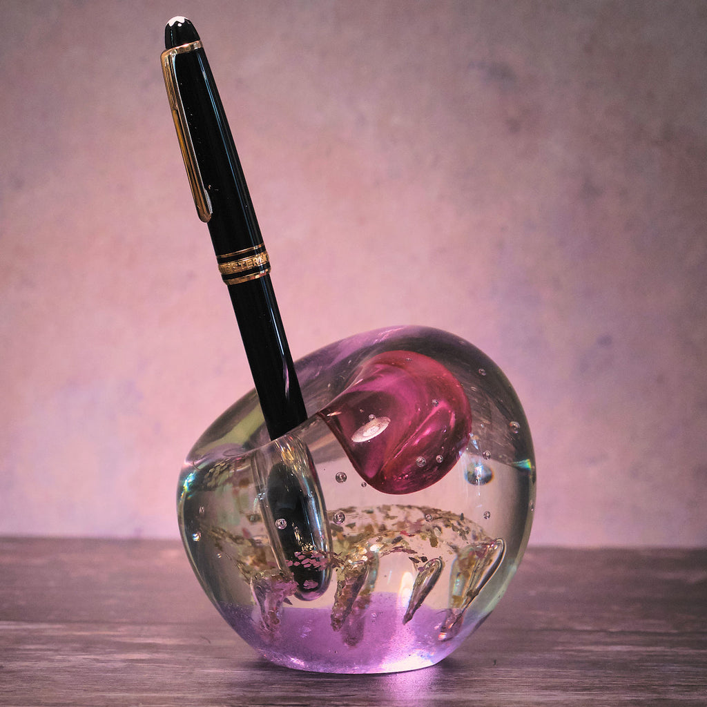 Pen Holder Glass Paperweight