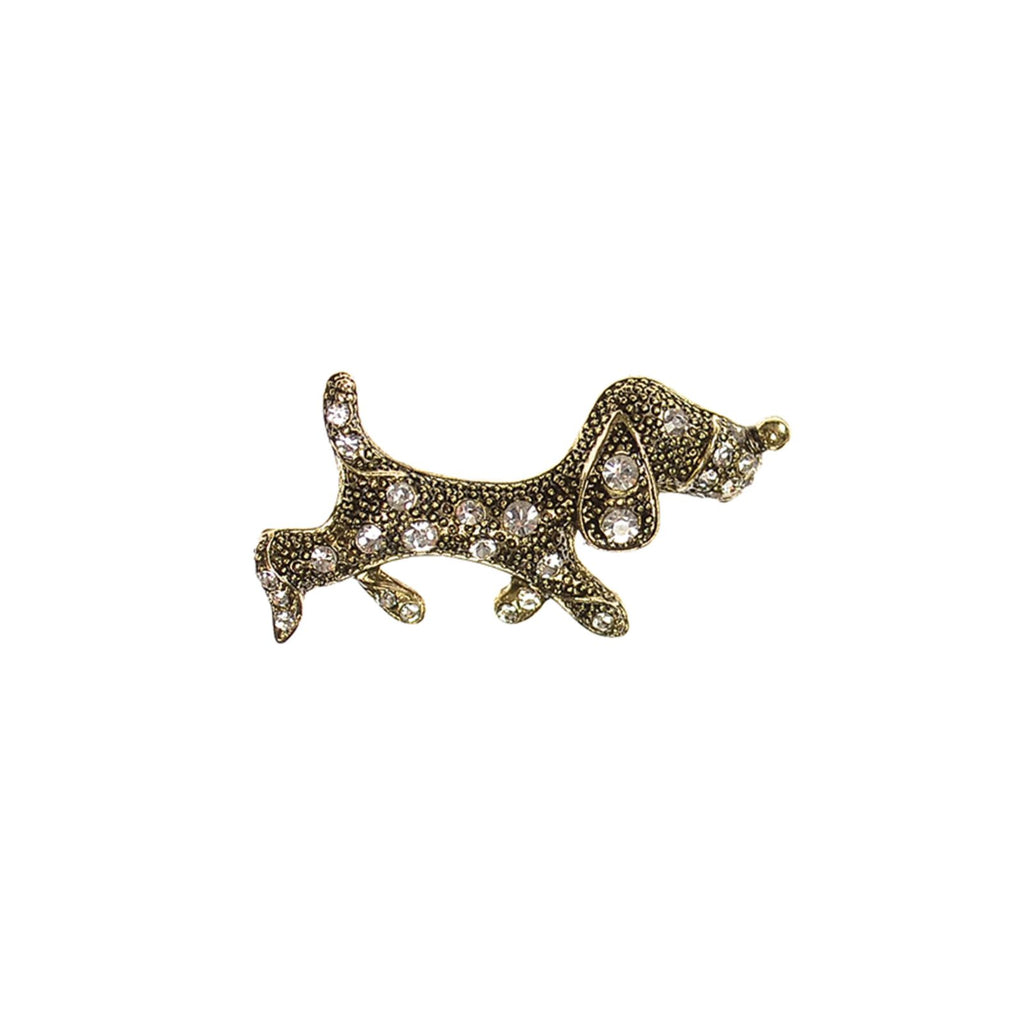Ain't nothing but a Hound Dog Brooch - Antique Gold