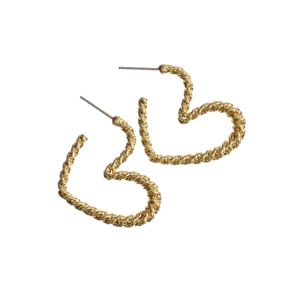 Have a Heart Twist Hoop Earrings - Worn Gold