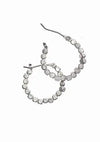 Beaded Wire Hoop Earrings- Worn Silver