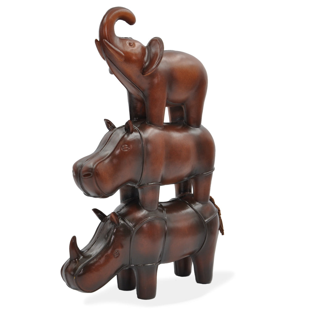 Stack of Leather Animals (Rhino, Hippo & Elephant)
