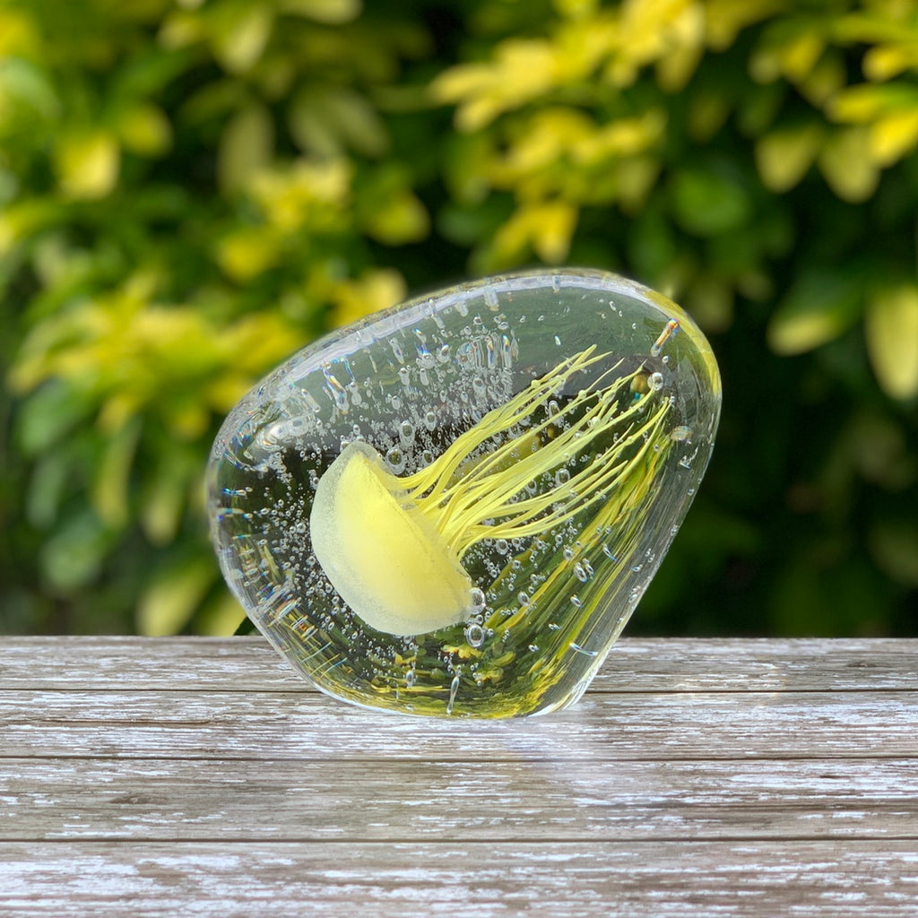 Yellow Jellyfish in Ice Ornament